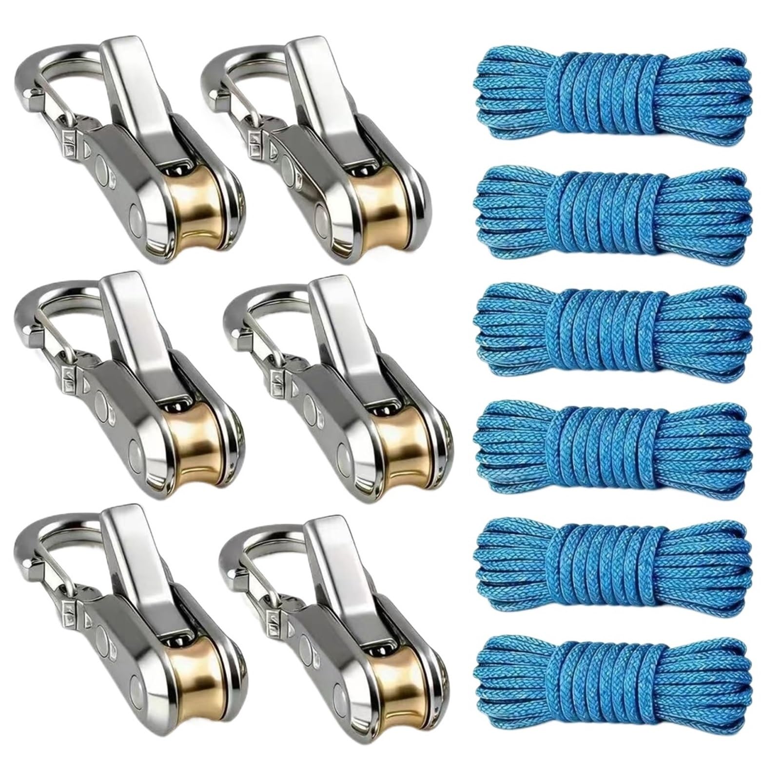 Rope Tightener Roller Tensioner, Heavy Duty Adjustable Buckle for Camping Tent, Canopy, Boating, Kayak, Tarp, Clothe for Camping, Boat(6pcs)