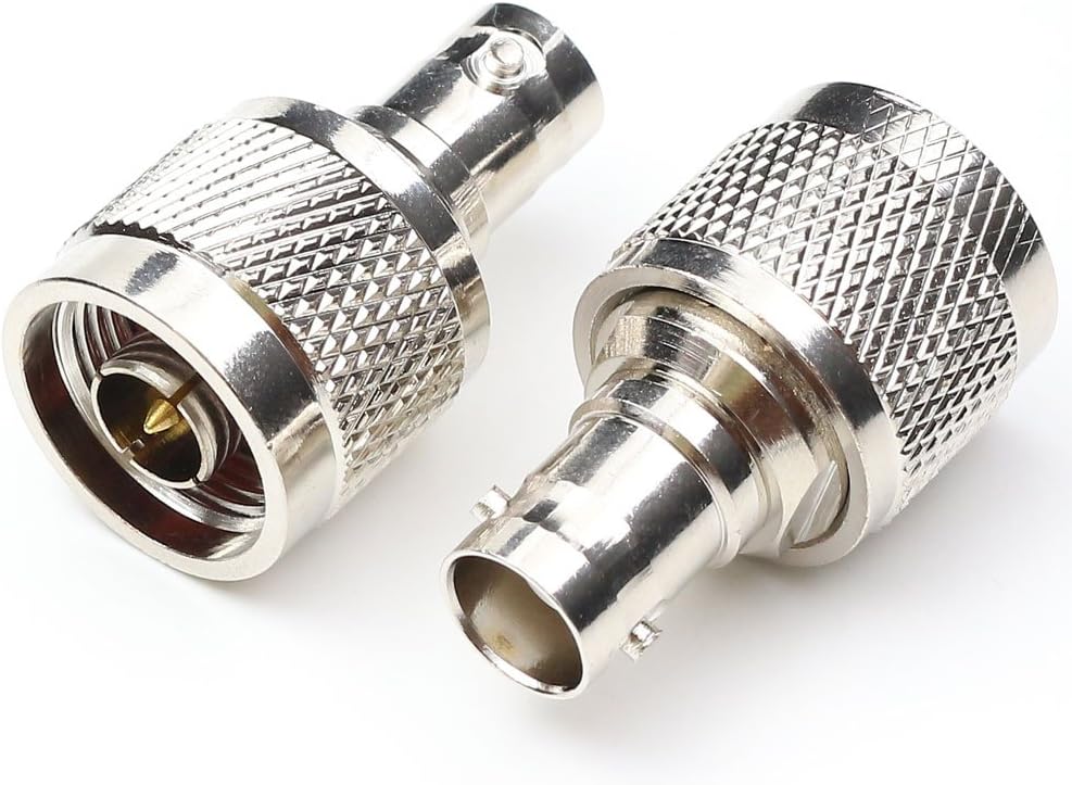 ANHANN Male to BNC Female Connector Adapter N Type Male Plug to BNC Jack RF Coaxial Adapter Connector Antenna Converter Connector for Radio Walkie Talkie 2 Packs