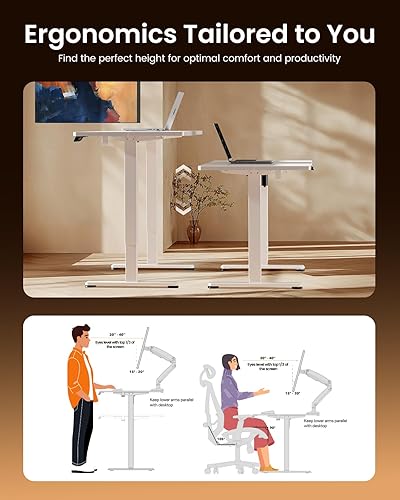 Miniatura 4 de ErGear Escritorio eléctrico de pie ajustable en altura, escritorio de pie para sentarse de 48 x 24 pulgadas, escritorio de oficina en casa con
