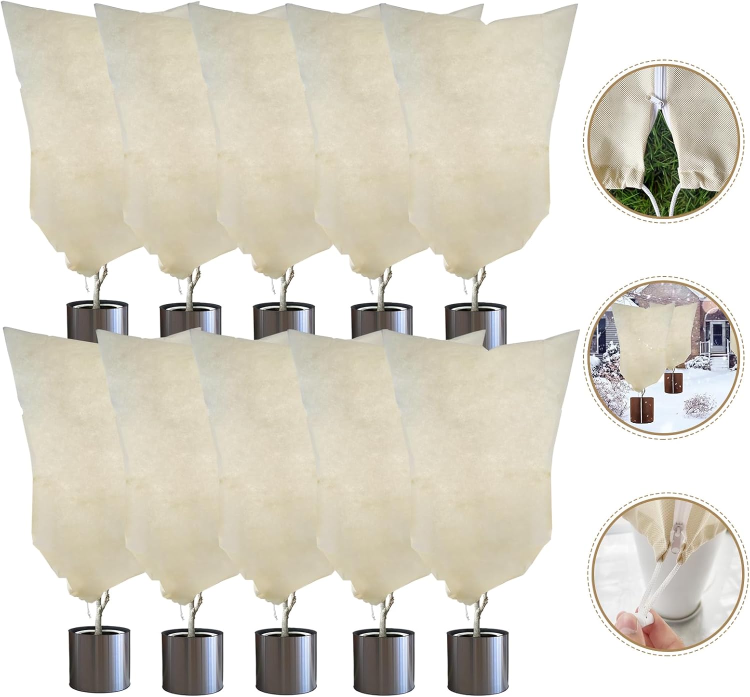 Plant Covers Freeze Protection – 35" × 50" Reusable Plant Protector Bag with Drawstring and Zipper for Plants Trees Shrub, Frost Jacket Warm Blanket for Freeze Frost Protection Season Extension