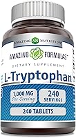 Vista 5 de Amazing Formulas L-triptófano 1000 mg suplemento Sin OMG Sin gluten Fabricado en Estados Unidos (120 unidades)