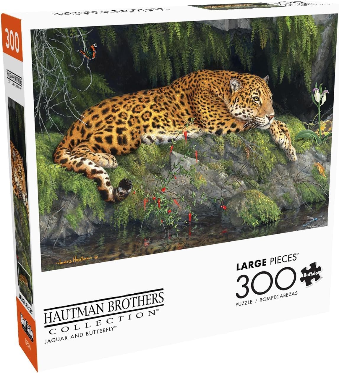 Buffalo Games - Hautman Brothers - Jaguar and Butterfly - 300 Piece Jigsaw Puzzle for Adults Ages 14 and Up Challenging Puzzle Perfect for Game Nights