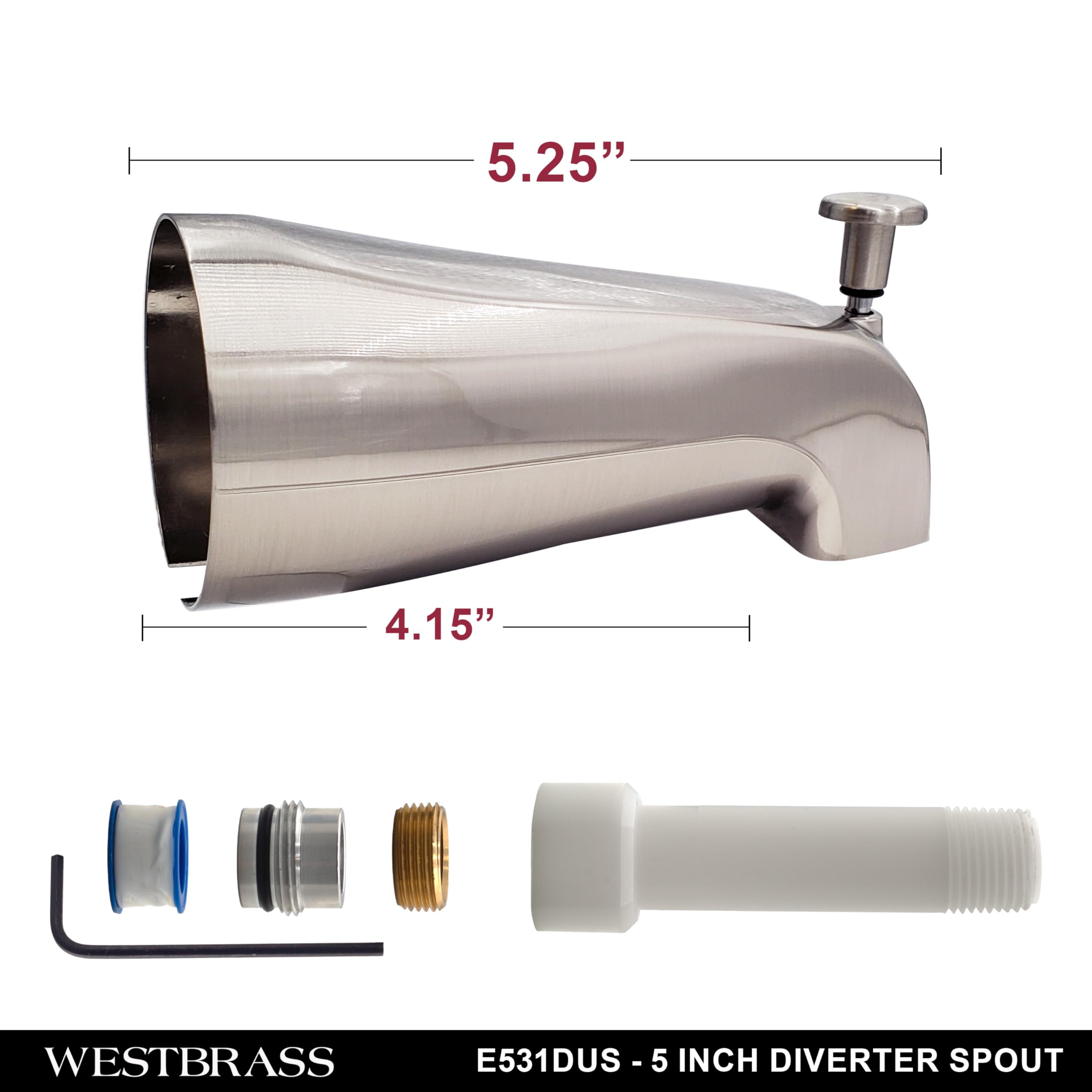 Westbrass E531DUS-07 - Boquilla desviadora universal de 5-1/4 pulgadas, zinc, níquel satinado