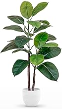 MAIA SHOP Ficus Artificial Elastic 90 cm, Realistic Indoor Decorative Plant, Wide and Moldable Leaves, Modern Style, Maintenance Free