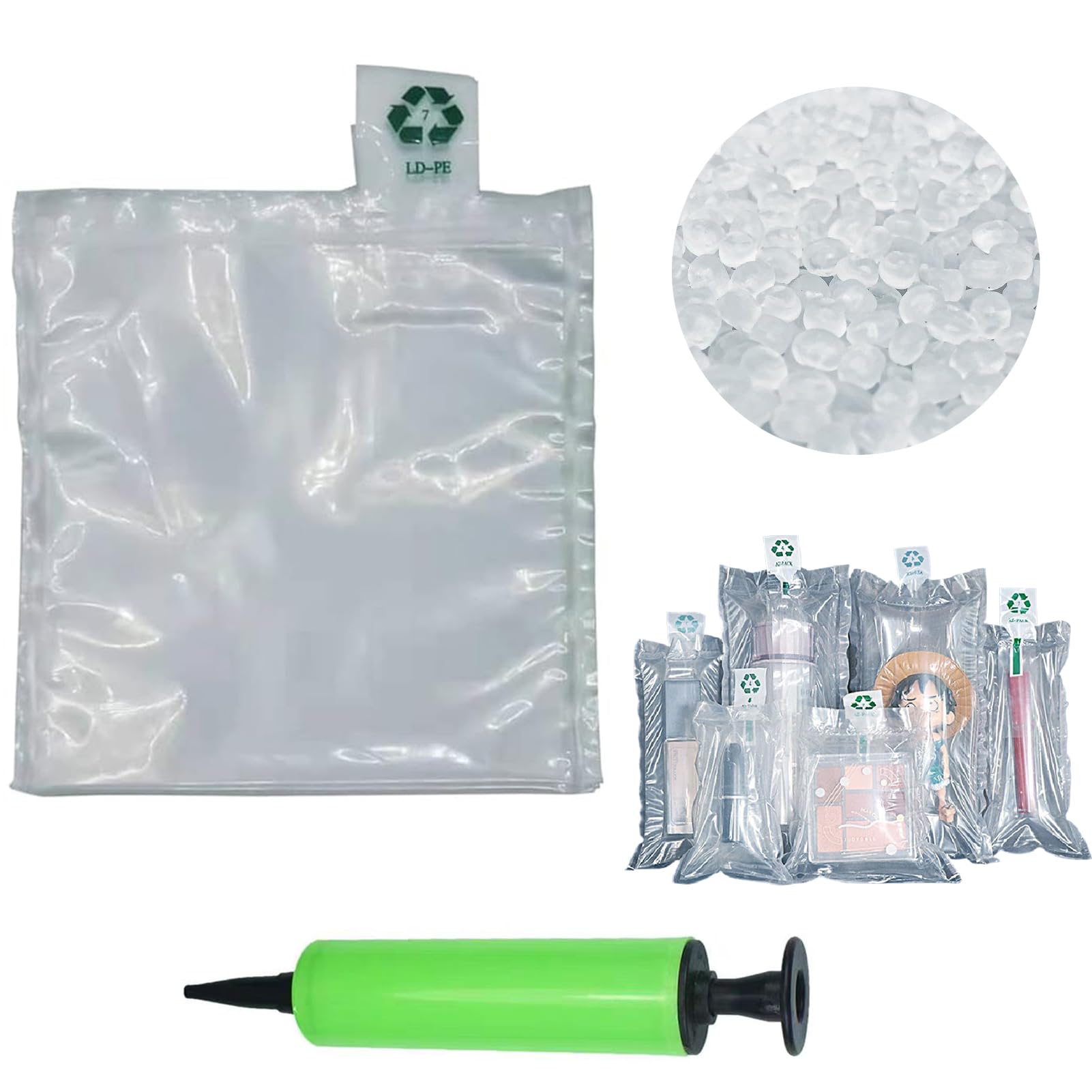 Miupoo Packaging Air Bags,Clear Plastic Inflatable Air Packaging Protector Bag with Free Pump Cushion,Air Cushion Blocking Packaging Bag,6 x 6 Inches/15x15 cm,100 pieces