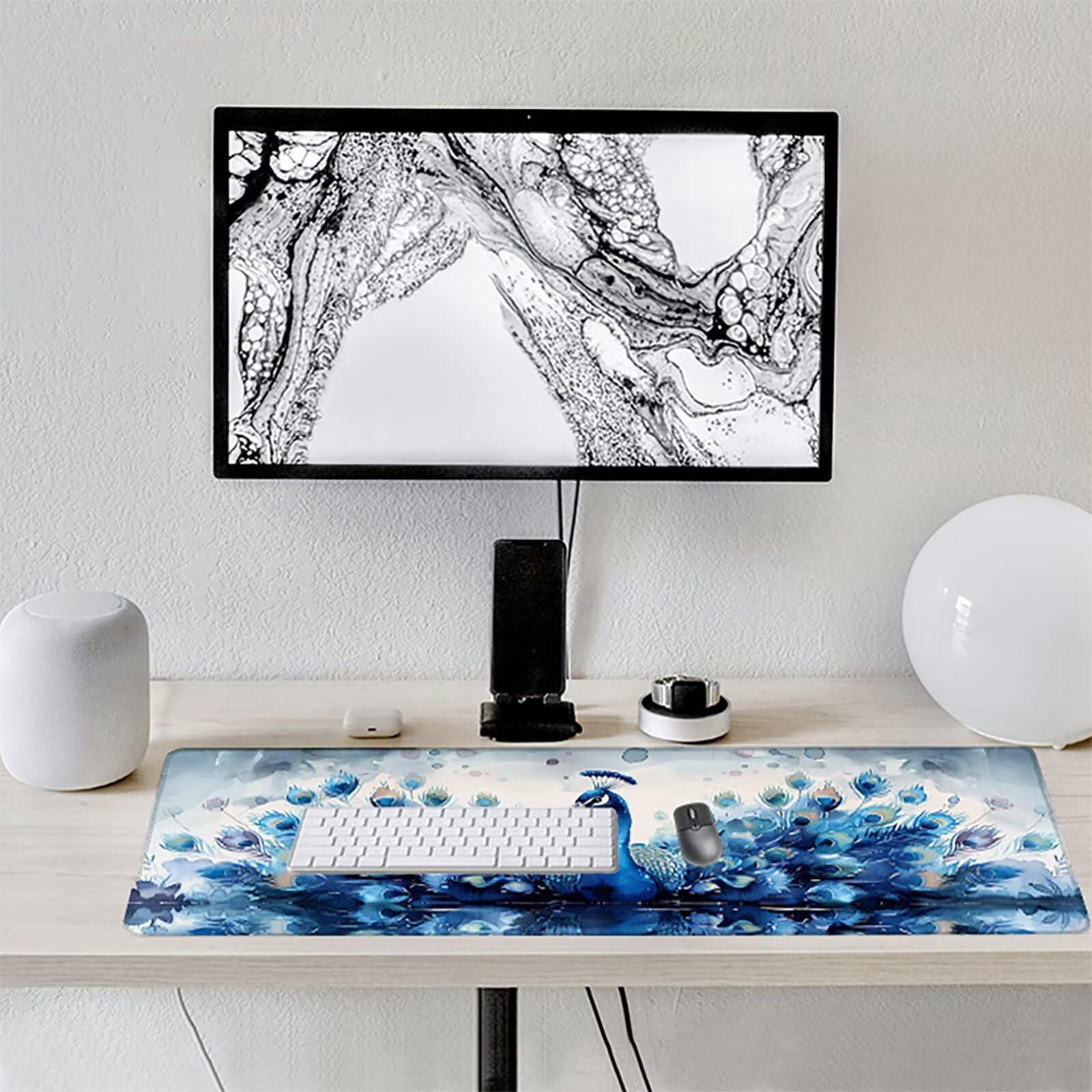 Pavo Real Alfombrilla Ratón Gaming XXL 1500x800 mm, Alfombrilla Gaming Azul Mousepad con Base de Goma Antideslizante Impermeable Desk Mat para Teclado y Raton Accesorios Gaming, Regalos de Hombre A-2