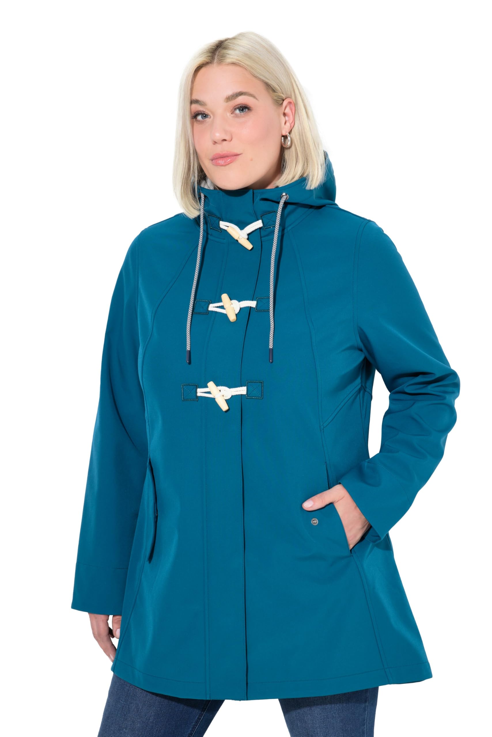 Ulla Popken Damen große Größen Übergrößen Plus Size HYPRAR Softshelljacke, wasserabweisend, Knebelknöpfe 829102