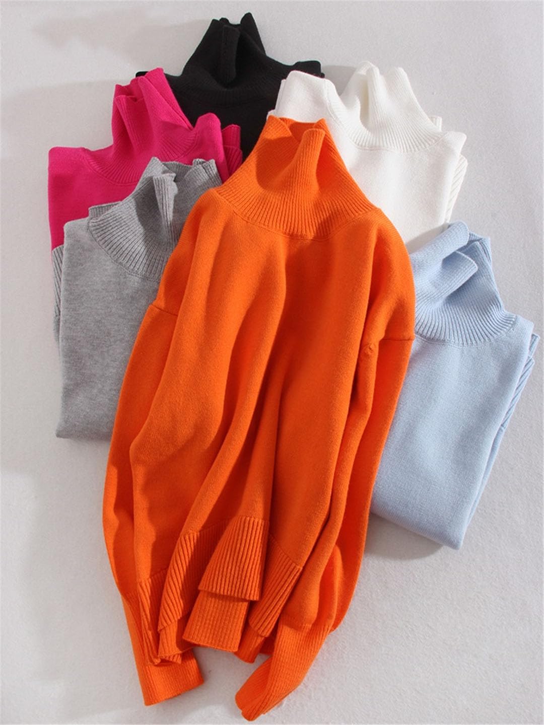 Vogrtcc Suéter De Cuello Alto para Mujer Jerséis Sueltos Casual Prendas De Punto Top