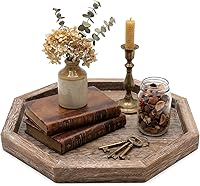 Vista 11 de Bandeja decorativa redonda para mesa de café, mesa de comedor, encimera, pequeñas bandejas de servir de madera, decoración de cocina de granja, Negro