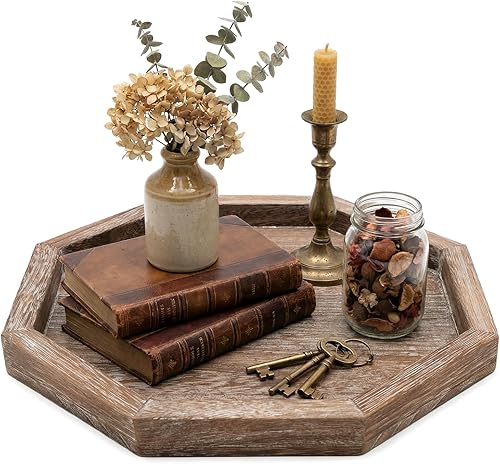 Miniatura 11 de Bandeja decorativa redonda para mesa de café, mesa de comedor, encimera, pequeñas bandejas de servir de madera, decoración de cocina de granja,