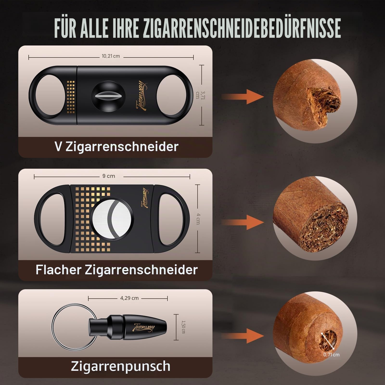 Tesonway Zigarren-Humidor, Zedernholz Humidor Zigarrenbox, Glasplatte Desktop Humidor mit Front-Hygrometer, Luftbefeuchter, Trennwand, Zubehörschublade und Zahlenschloss, Hält 20-35 Zigarren (Braun)