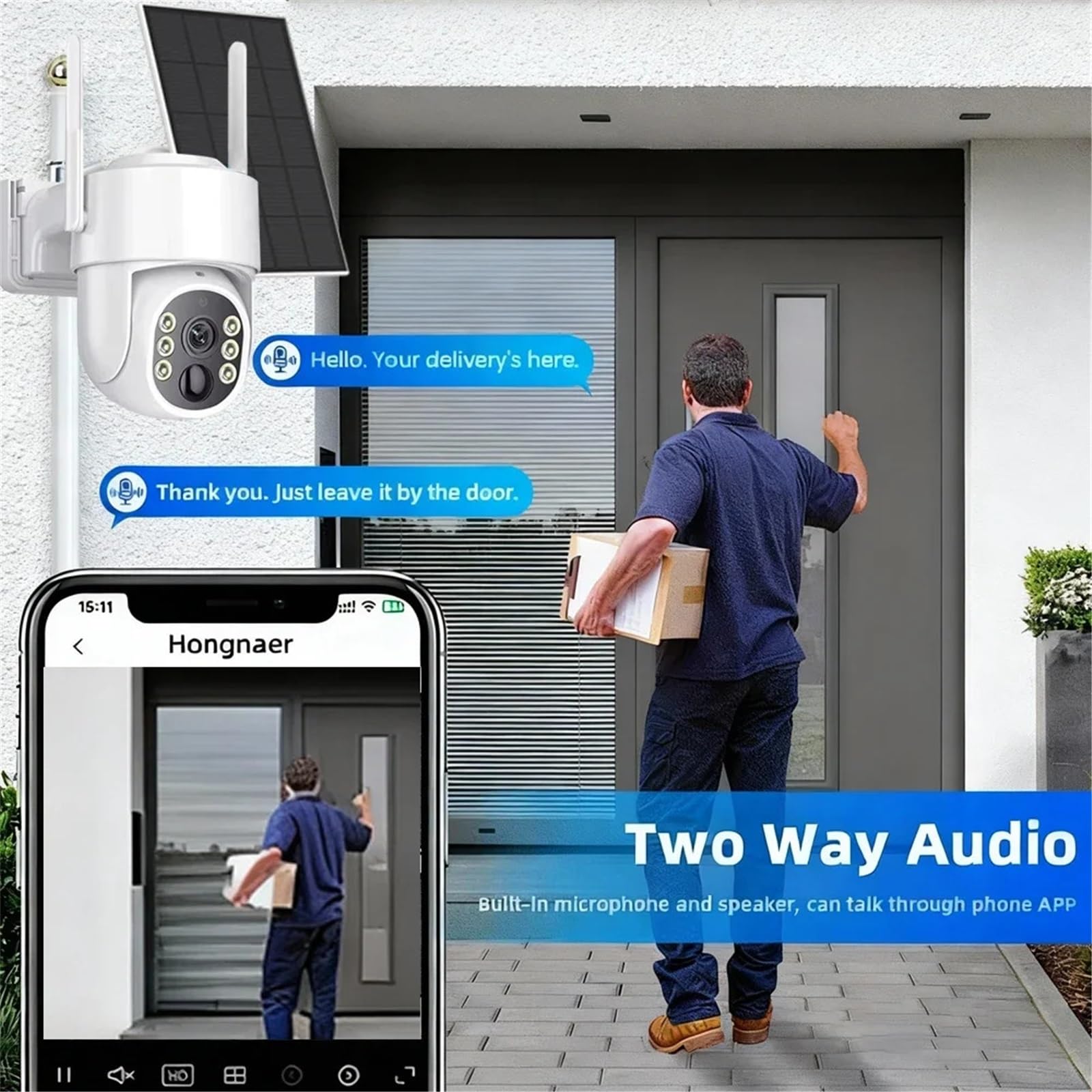 Kamera Wi-Fi HD Solar PIR Detekcja człowieka Kolor Noktowizor Wodoodporna kamera wideo IP Kamera 5MP Bateria Monitor CCTV Wszechstronny montaż(5MP Solar No Card)