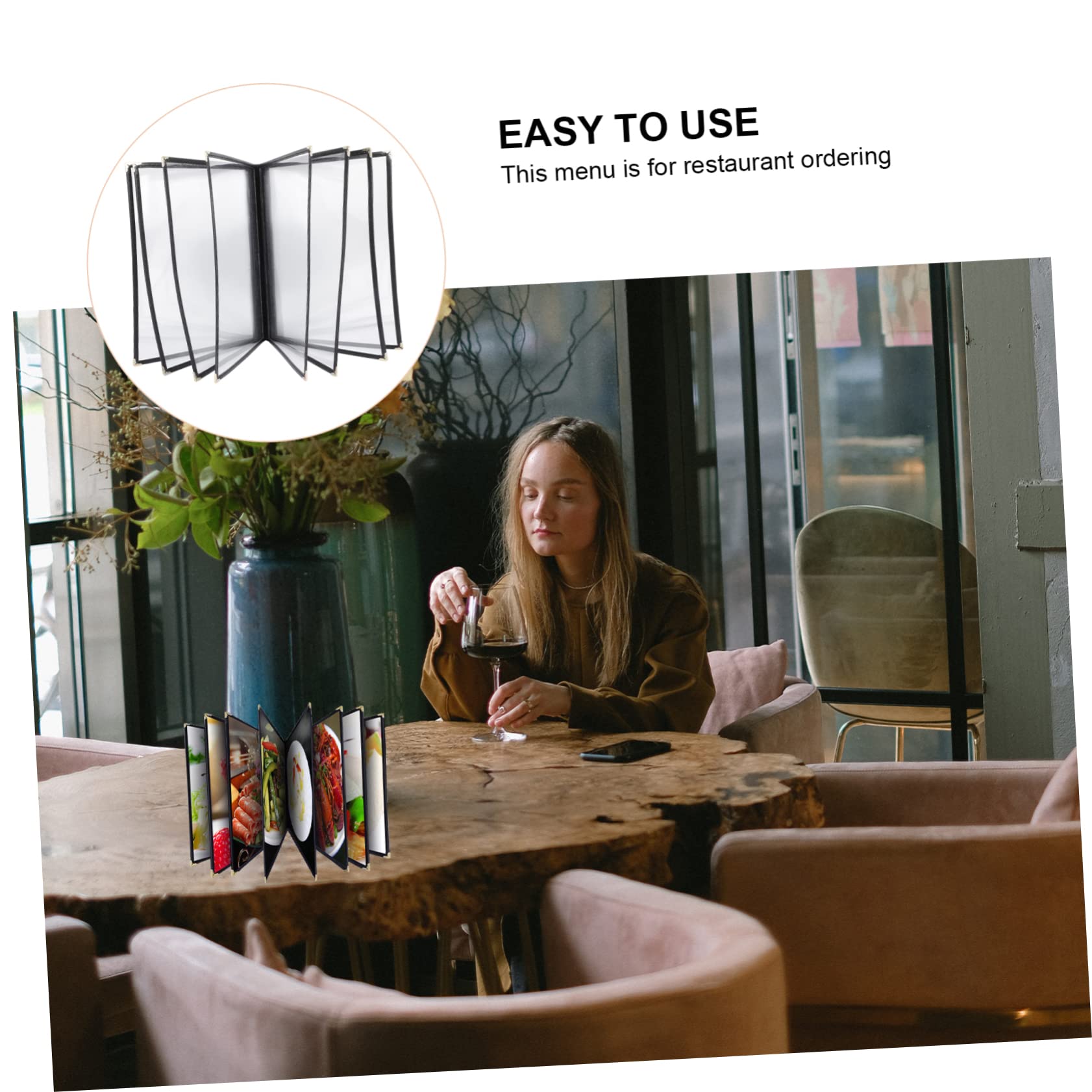 FUNOMOCYA Recipe Book Menu Covers Portable Menu Cover for Restaurant Menu Protective Cover Double Panel Menu Cover Restaurant Looseleaf Folder Restaurant Recipe Menu Cover PVC Black