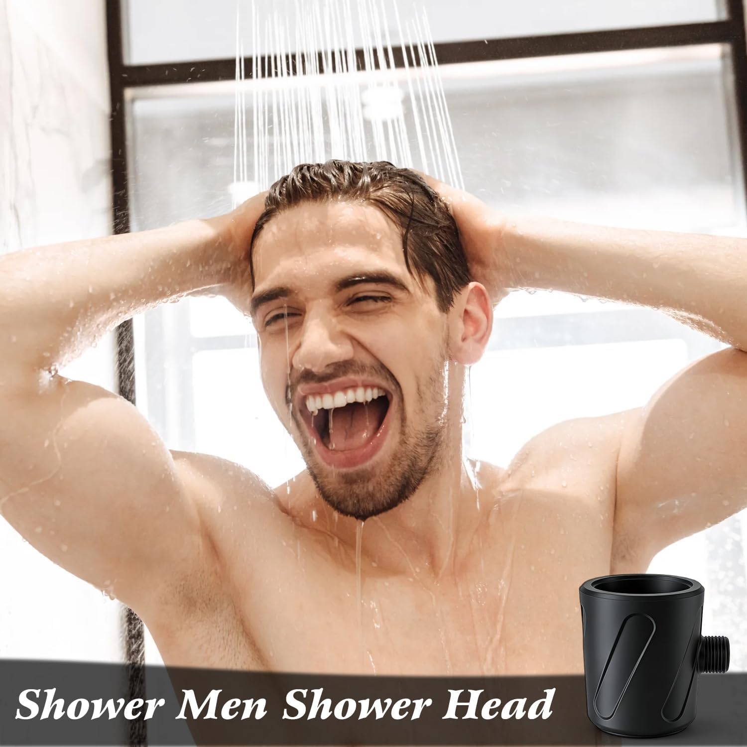 Men's Shower Head,Men's Cleaning Shower Head,Handheld Coarse Hole Design, Long-Lasting and Wear-Resistant,Durable and Easy to Install(Black) image 3