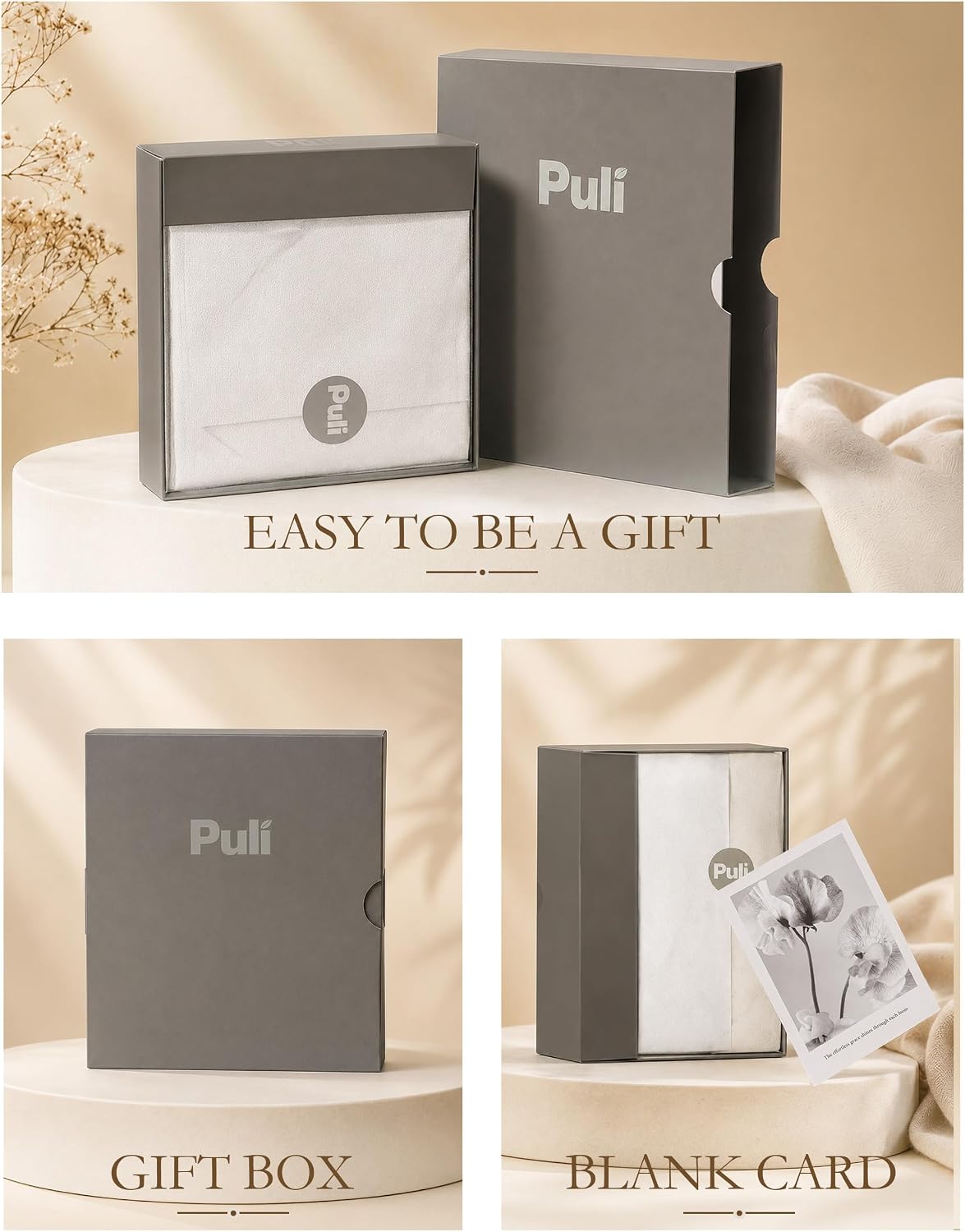 PULI Women 100% Wool Scarf Chunky Warm Pull Through Scarf Gift Box