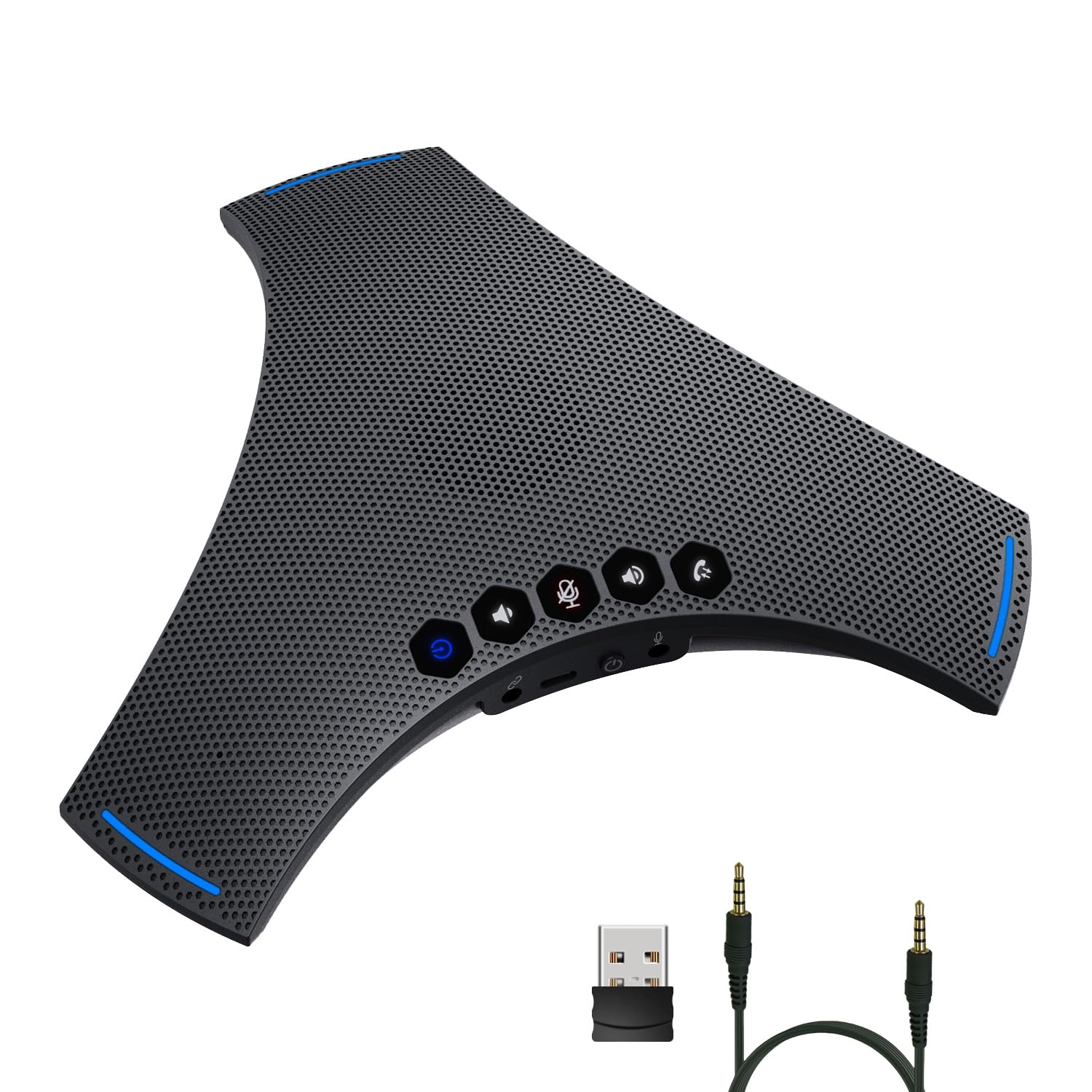 TOALLIN Conference Speaker and Microphone, Wireless Speakerphone with Daisy Chain, 360° Voice Pickup & AI Noise-Cancellation, Support Bluetooth & USB, Computer Speaker & Mic for Business Meetings