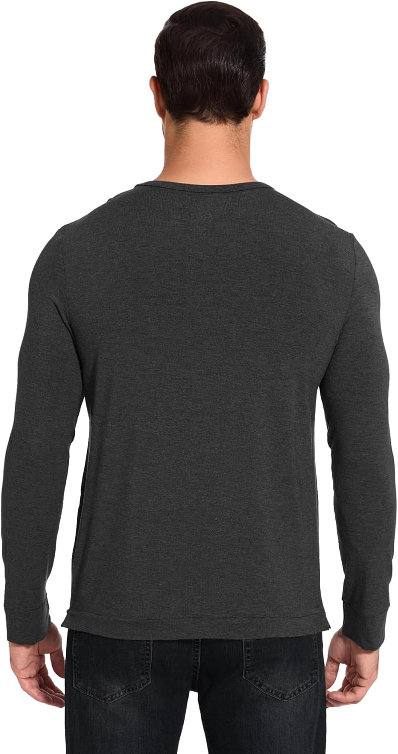 GYS Bamboo Viscose Men's Long Sleeve Shirts Casual Crew Neck Pajama Tops - Image 3