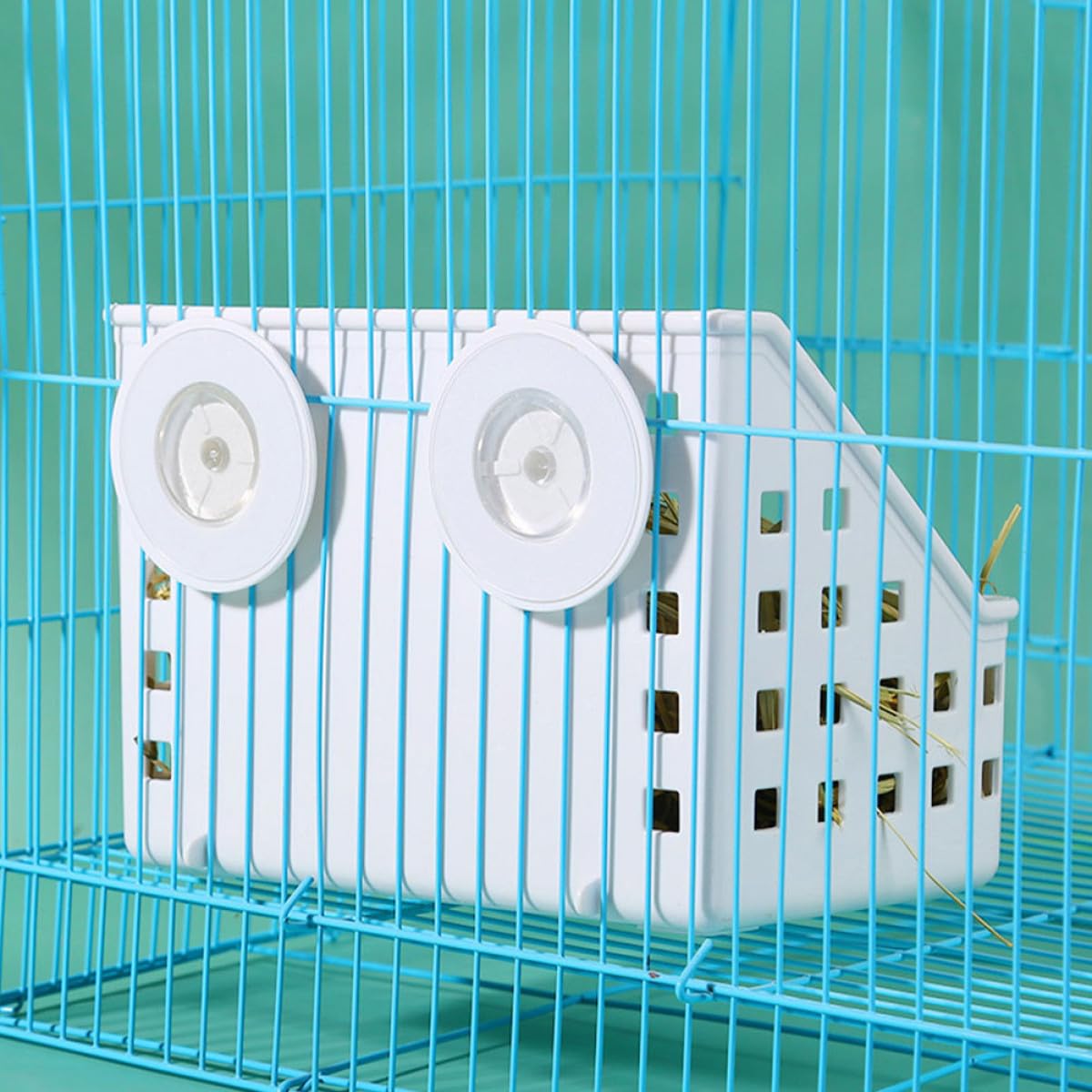Veemoon Supports pour Mangeoires Lapins Ventouse Fixe, Plastique Robuste, Lot de 2, Râtelier à Foin Suspendu pour Cage de Petits Animaux, Adapté aux Lapins et Cochons d'Inde