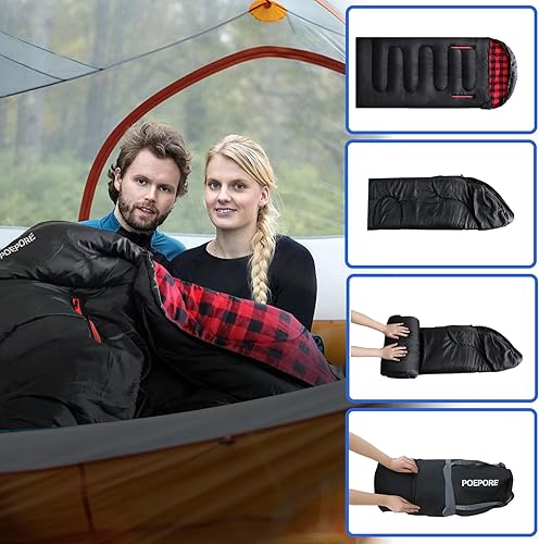 Miniatura 7 de Flannel Sleeping Bag Cotton 0 Degree Cold Weather for Adults XXL Wearable Sleeping Bag 4 Seasons Waterproof with Compression Sack