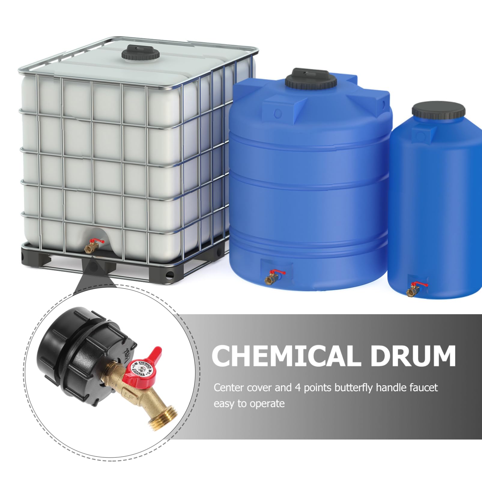 Happyyami 5 Piezas Adaptador IBC Barril IBC Conexión hermética IBC Accesorios del Tanque de Agua IBC Accesorios del Tanque IBC Equipo Grifo del Tanque IBC Adaptador de Tanque IBC Abdominales