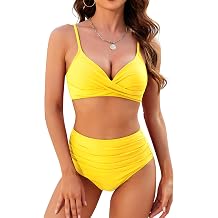 ZAFUL Women High Waisted Bikini Sets Two Piece Swimsuit Push Up Twist Front Ruched Bathing Suit