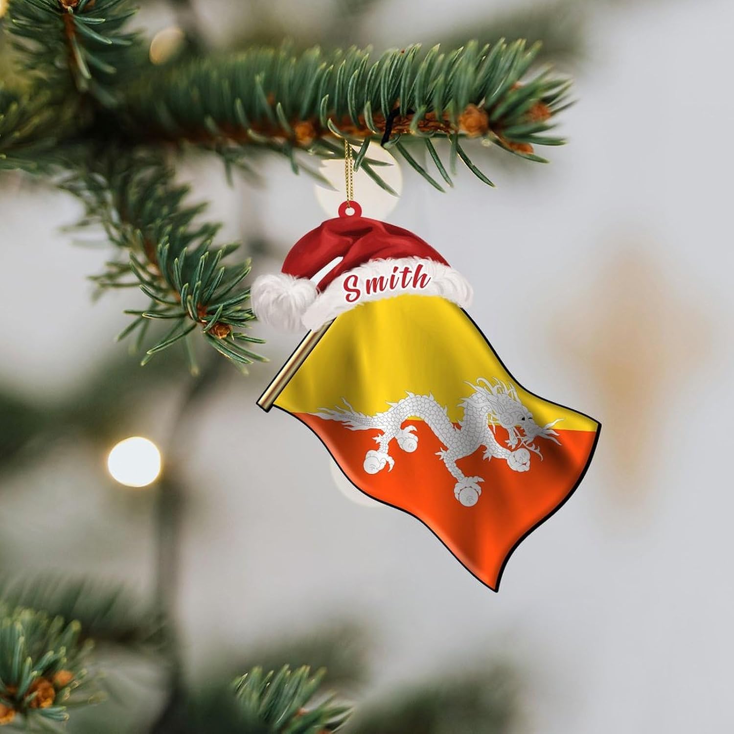 Custom Bhutan Flag Ornaments for Newborn Baby 3 Inch Acrylic Glass Ornament Travel Country Souvenir Personalized Christmas Ornaments Gifts Keepsake for Family image 2