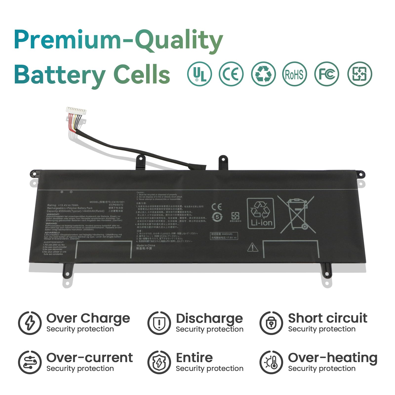 K KYUER 70Wh C41N1901 Laptop Akku für Asus ZenBook Duo 14 UX481 UX481F UX481FL UX481FA UX481FLY UX4000F UX4000FL UX481FL-BM044T UX481FL-BM039R UX481FL-BM042T UX481FL-BM040T UX481FL-HJ093T HJ105T