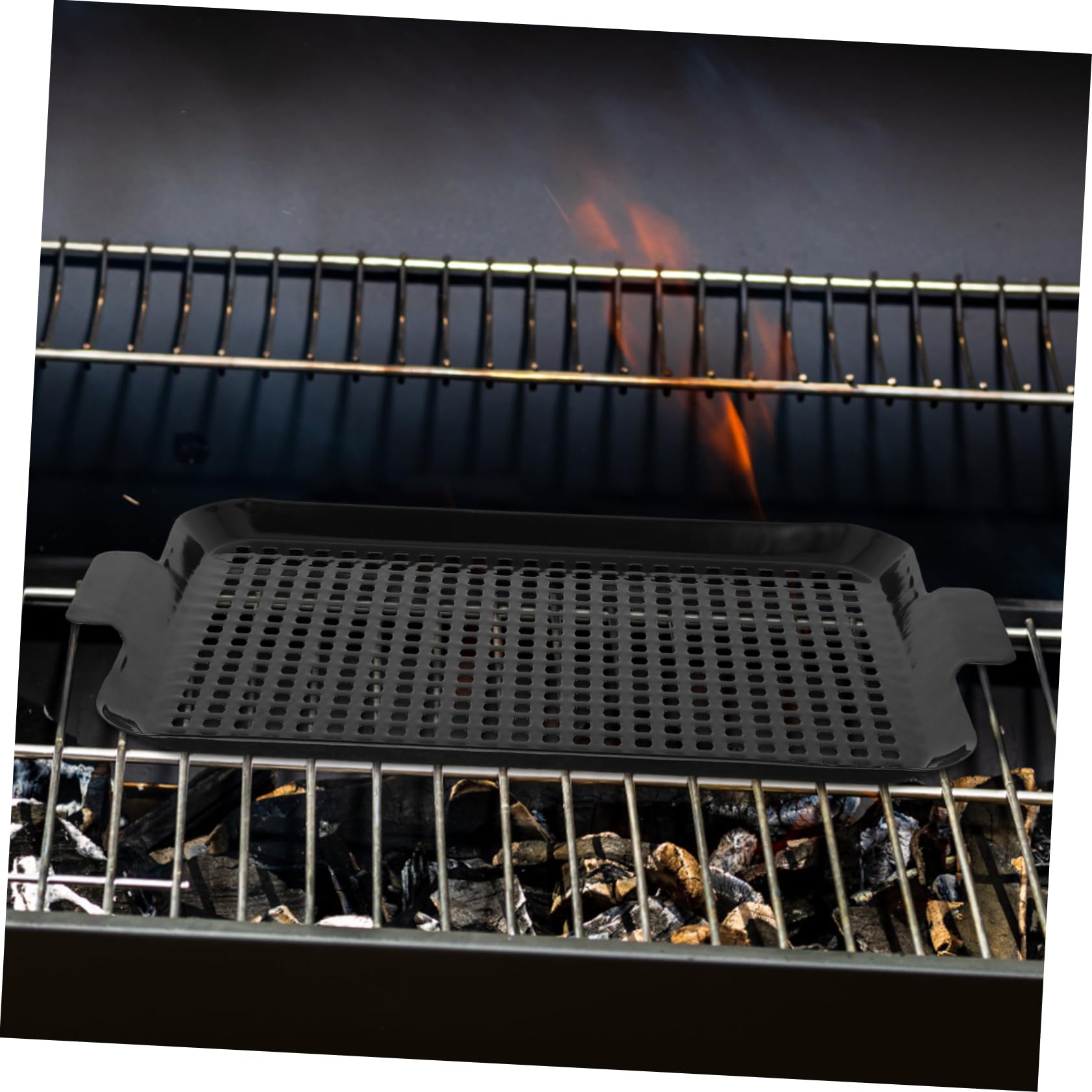 Set Di 2 Padelle Antiaderenti Per Griglia Con Teglia Forata Set Di Utensili Per Barbecue All'aperto Per Verdure Pesce E Di Mare in Acciaio Inossidabile