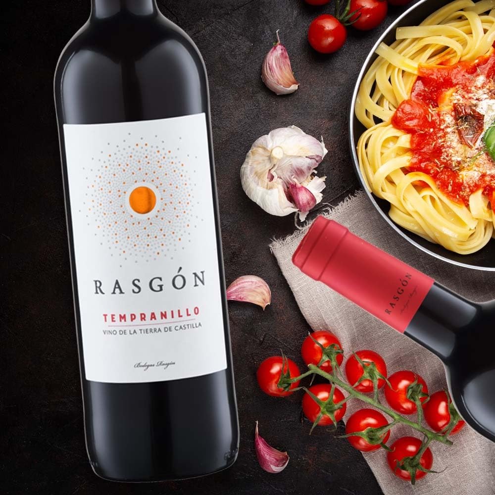 Rasgón Tempranillo, halbtrocken, sortenreines Weinpaket + VINOX Winecards (6x0,75l)