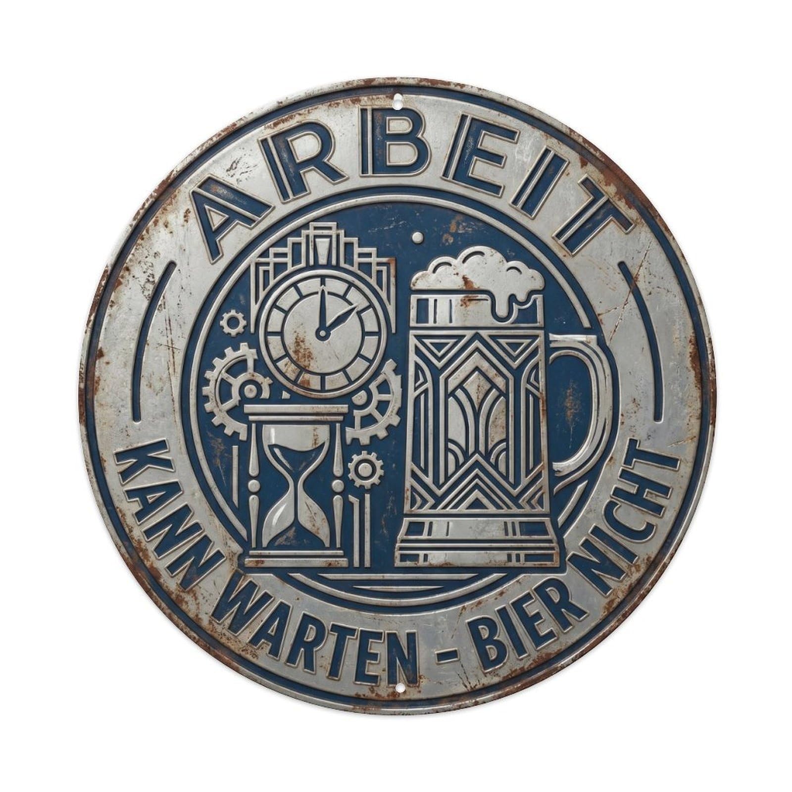 Vintage Bar Style Arbeit Humorous Lounge Excuse Metal Tin Sign Plaque Wall Decor for Cafe, Club, Garden Round Metal Poster 8x8Inch