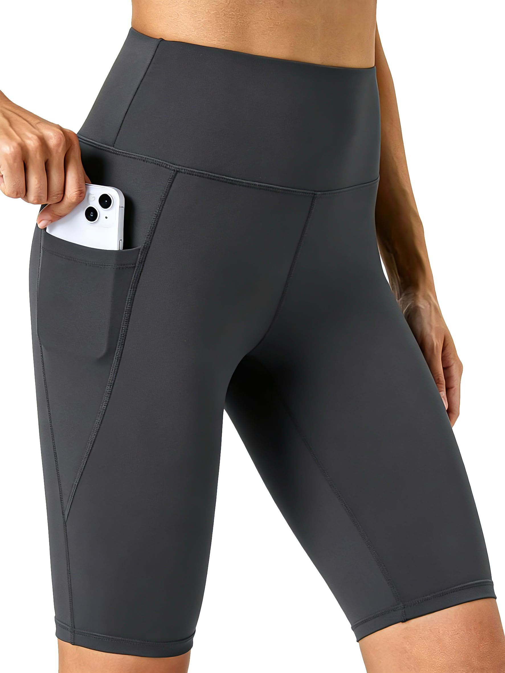 Enjoyoga Kurze Leggings Damen mit Tasche - High Waist Radlerhose Sporthose Laufhose Sport Yoga Shorts für Sommer