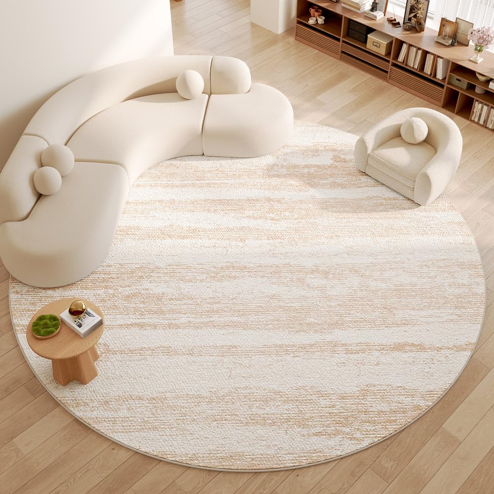 Tapis rond moelleux 120x120 grand confort pour salon et chambre chic