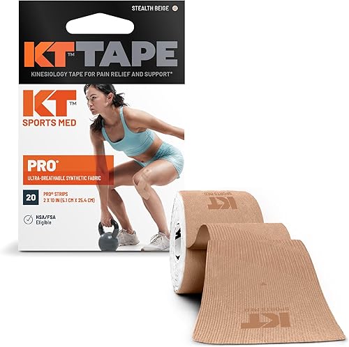 KT Tape, Sports Med, PRO 20 - Tira de 10 pulgadas, precortada, beige sigiloso