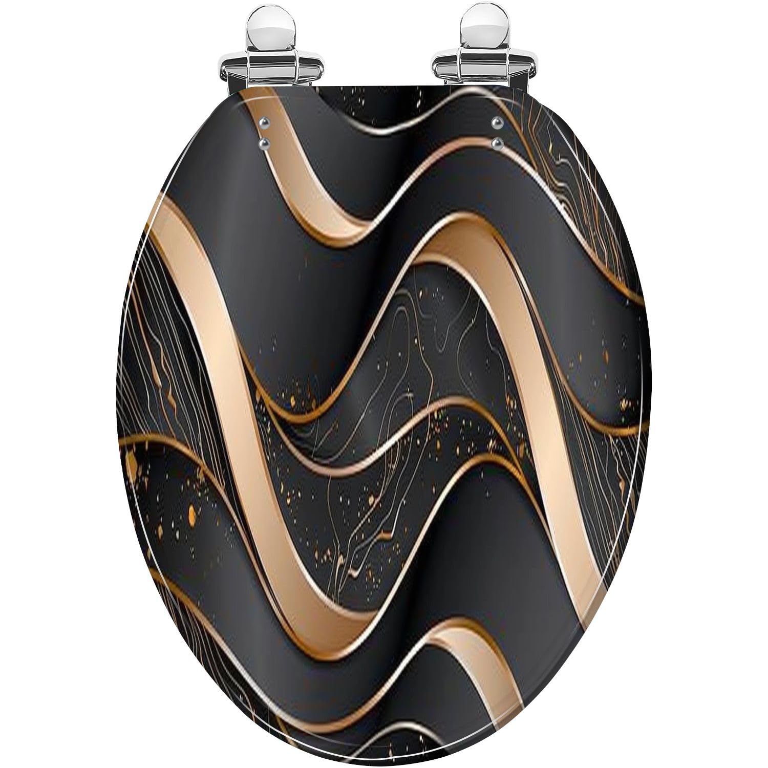 Asiento de inodoro decorativo alargado con bisagras de cierre suave para la decoración del baño.