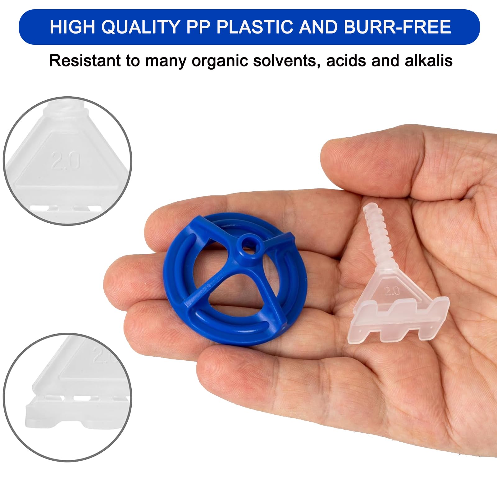 400pcs Sistema di Livellamento per Piastrelle 2mm, 300x Distanziatori per Piastrelle & 100x Cappucci di Serraggio, Cunei per Piastrelle Riutilizzabili per Livellamento del Pavimento (2mm)