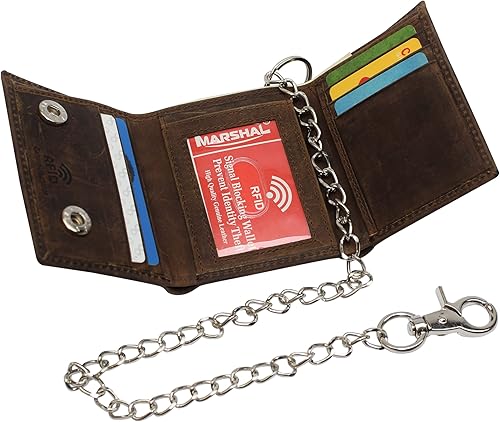 Miniatura 4 de Billetera de cuero vintage con bloqueo RFID para hombre, con cierre a presión