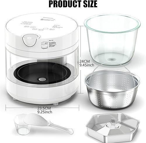 Miniatura 8 de Olla arrocera baja en carbohidratos, baja en azúcar, olla interior de 6 tazas de revestimiento cero, cesta de vapor de acero inoxidable,