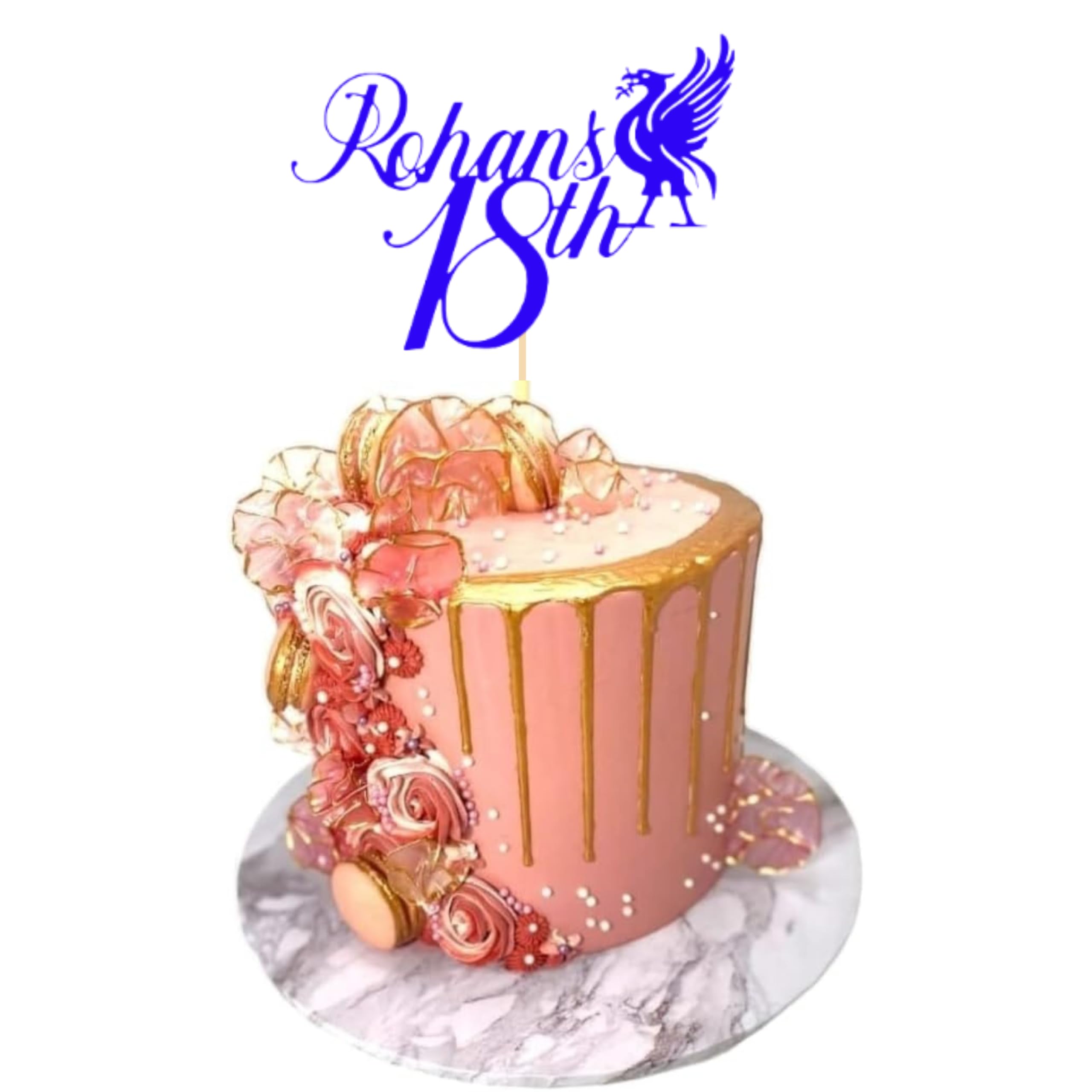Liverbird Happy Birthday Cake Topper, By 3 Little Desserts, Football Toppers (BLUE)