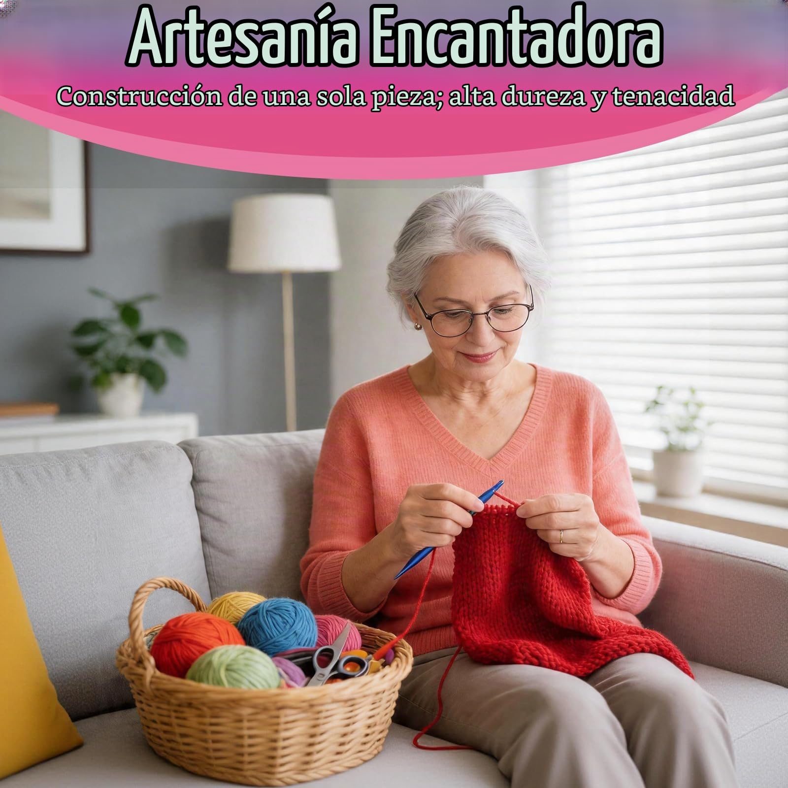 Ganchillos Crochet, Juego de Agujas de Ganchillo con 12 Tamaños de Ganchillos de Óxido de Aluminio Cable de 40 cm/60 cm/80 cm/100 cm y Varios Accesorios para Principiantes y Aficionados al Ganchillo