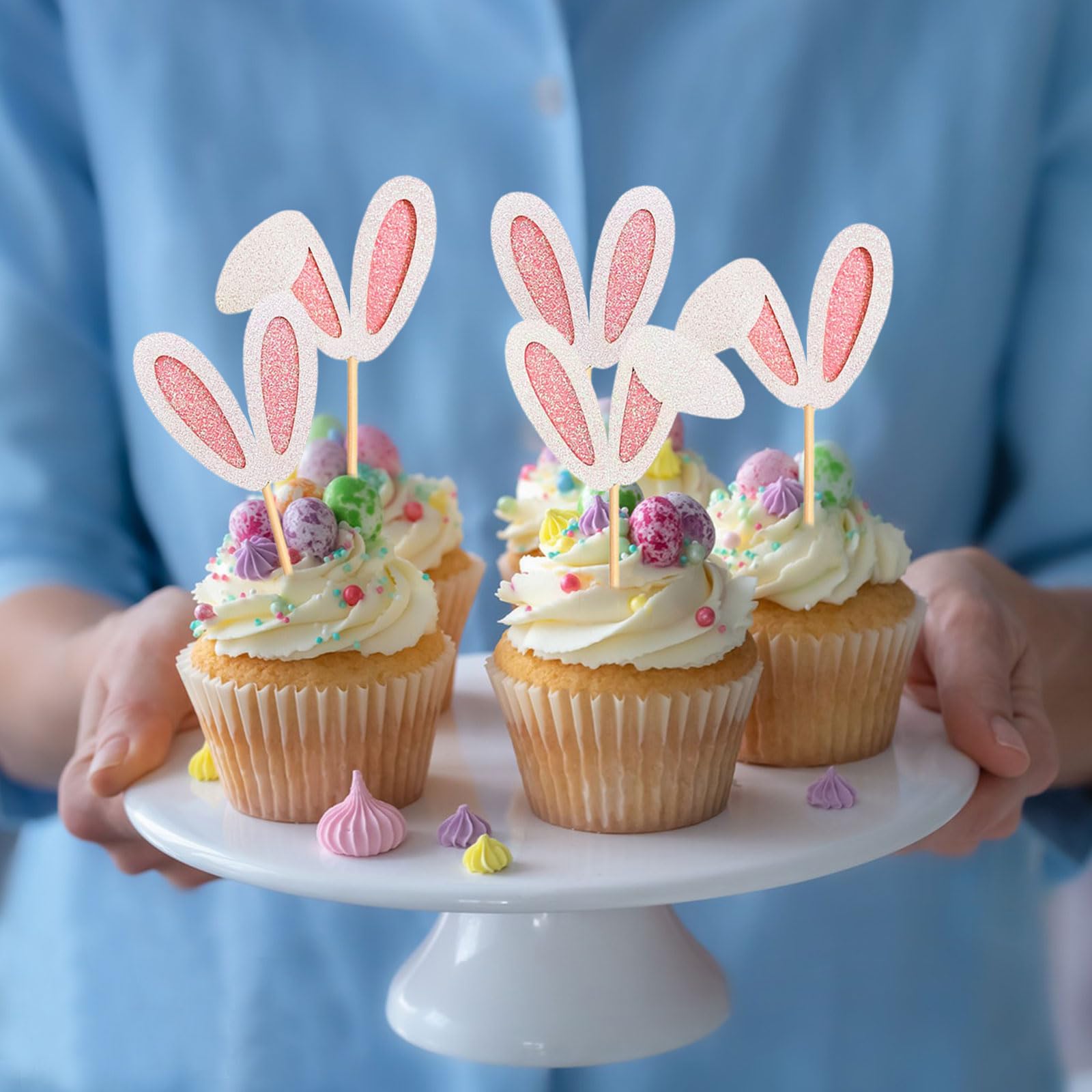 HGSHUO Décoration de Gâteau Lapin Décoration Gateau Anniversaire Cake Topper Pâques Décoration Gâteau Easter Jungle Fête d'anniversaire Deco Gateau