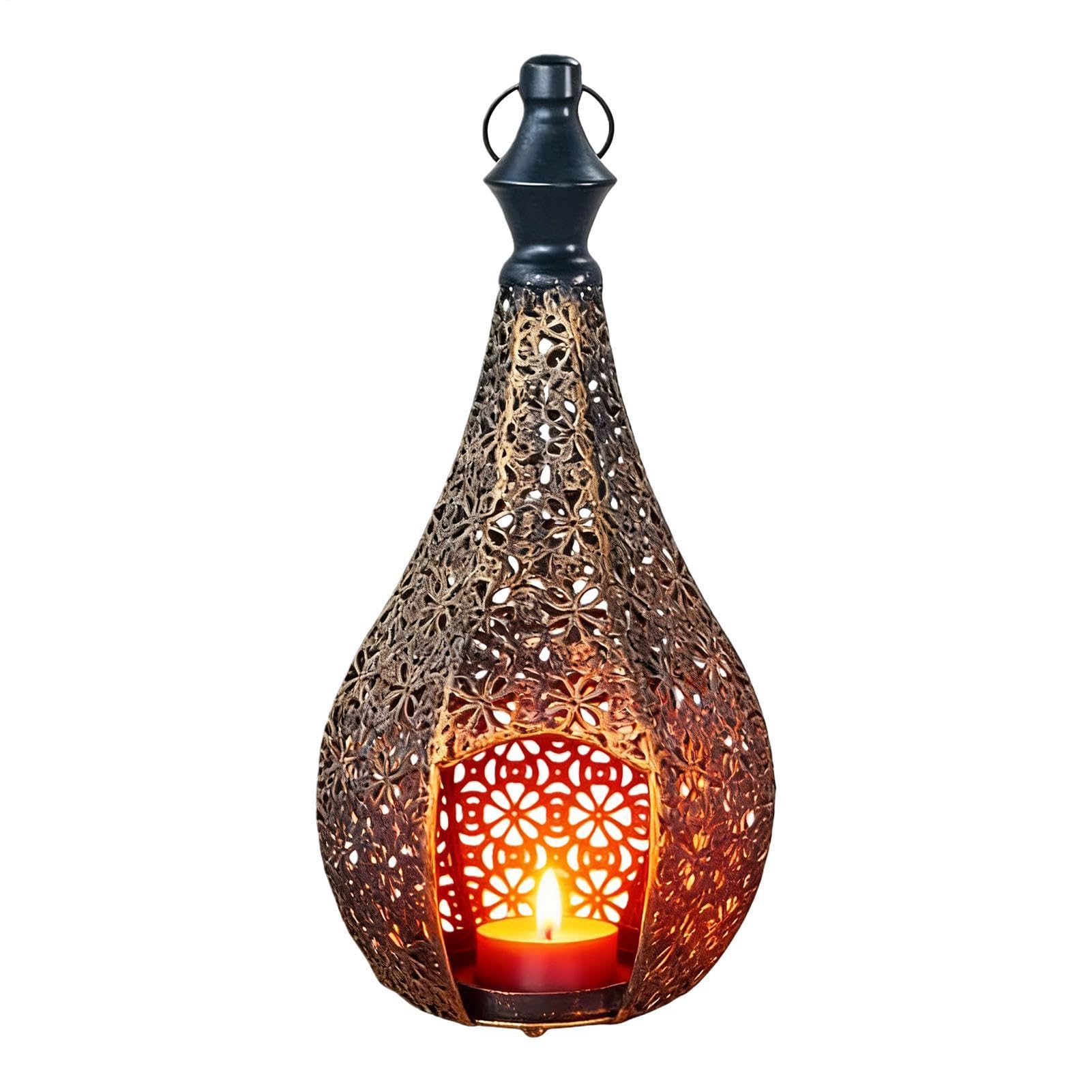 Lanterna marocchina in metallo: portacandela per e balcone, suggestivo gioco di , portacandele bohémien per esterni e interni, decorazione orientale da appendere, 30 cm