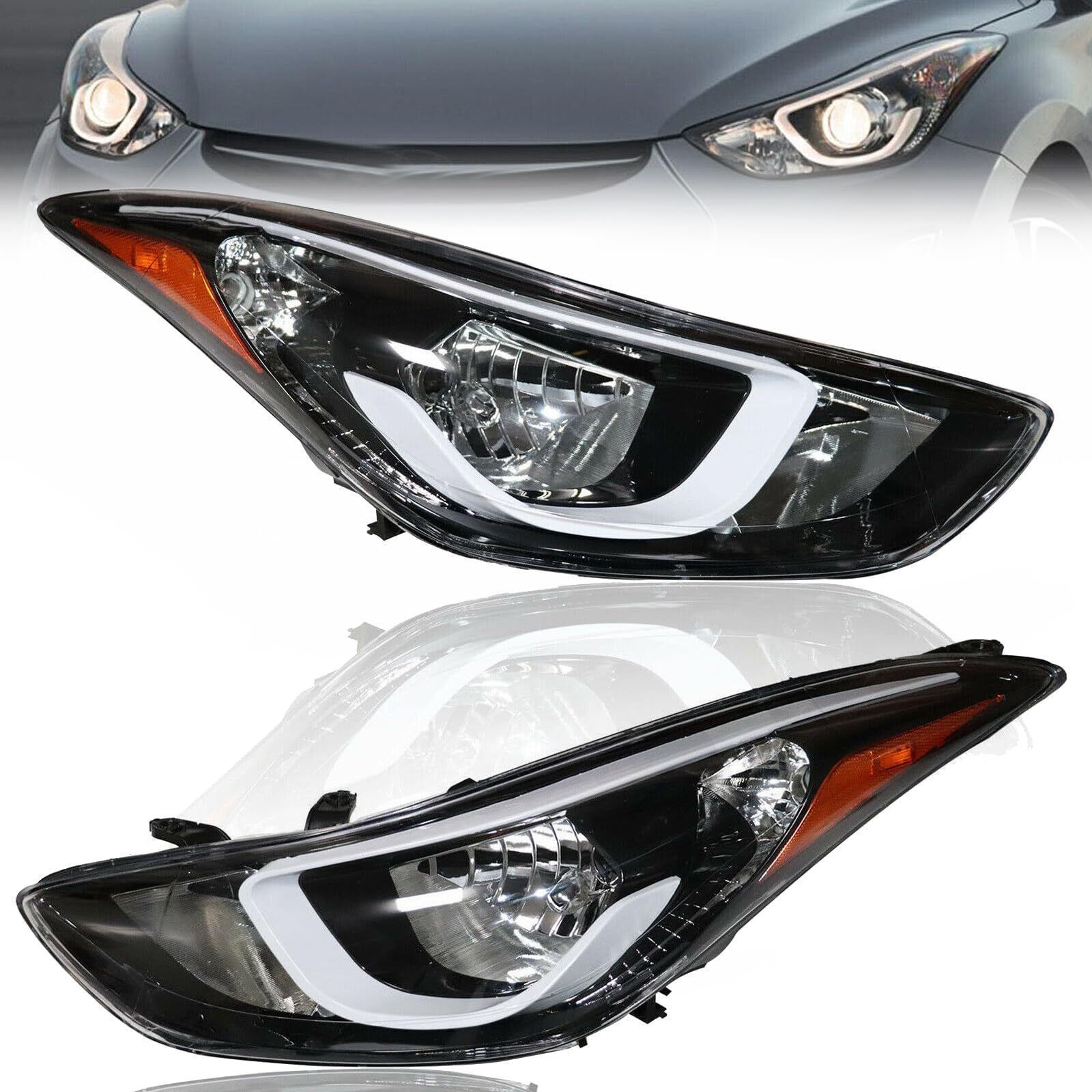 Amazon.com: AutoModed Aftermarket Halogen Headlights Headlamps Assembly ...