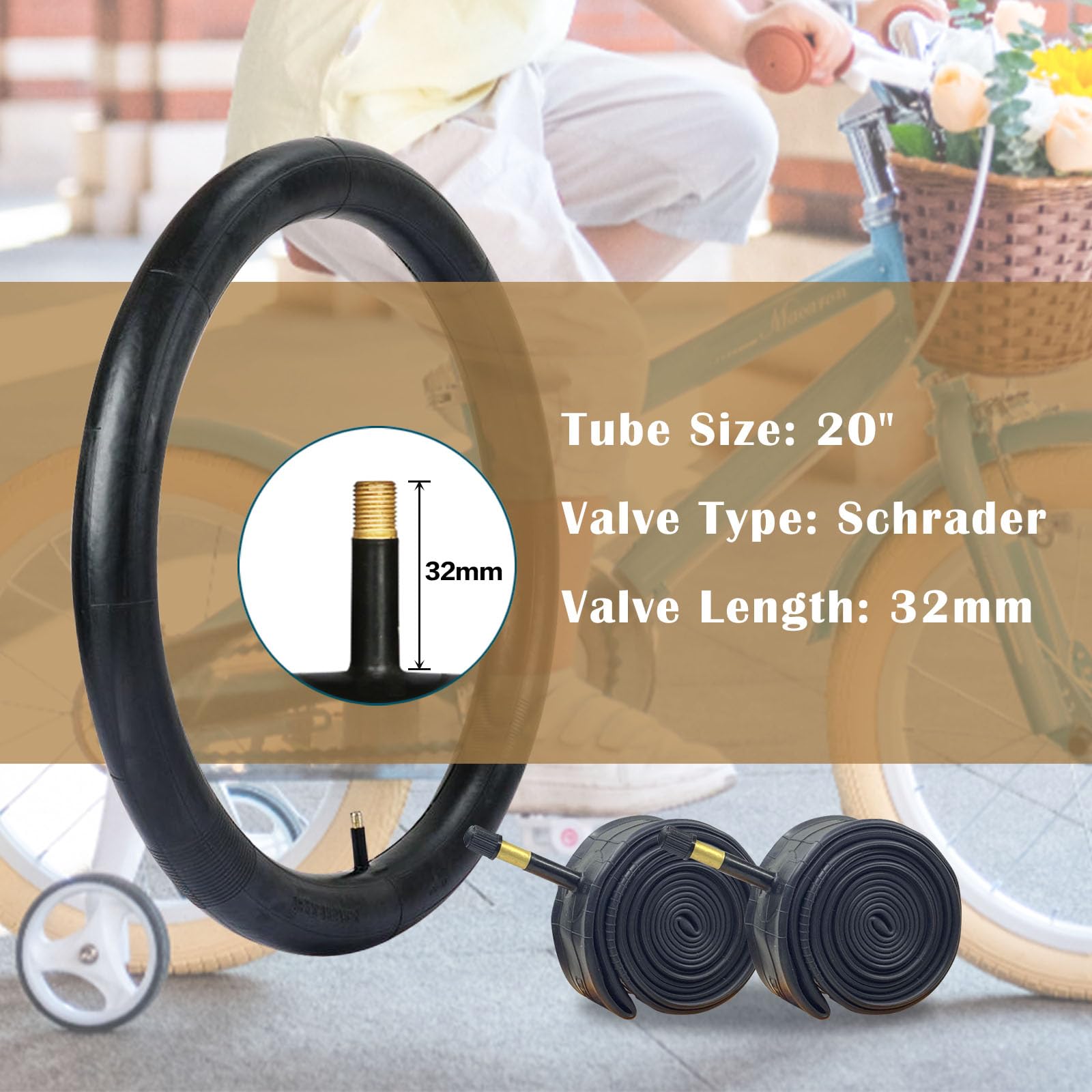 20-Zoll Fahrradreifen & Schläuche Set (2 Stück) – 20x2,125 Zoll, Faltbar, Pannensicher, Mit Schrader-Ventil & Reifenhebern