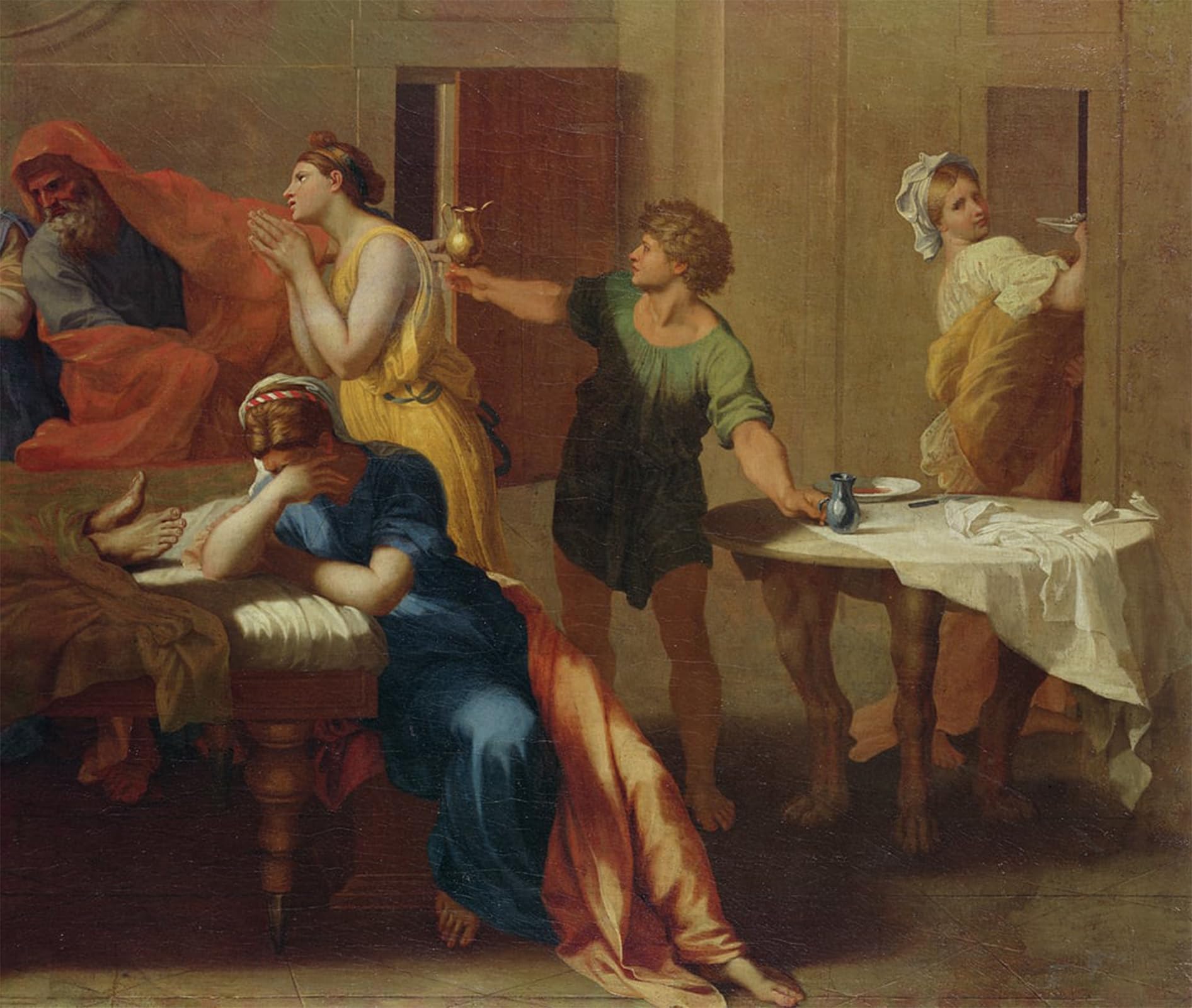 SERENDIPITP Retro Picture Poster Wall Art Pictures Painting Passing the Oil Picture by Nicolas Poussin Wall Art Canvas Print for Wall Decor 60x90cm