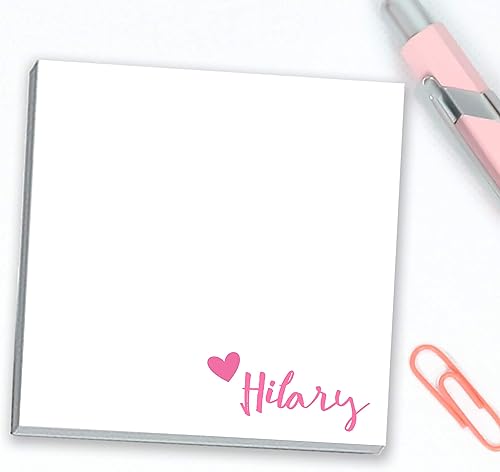 Miniatura 3 de Notas adhesivas personalizadas con corazón y nombre, 3 x 3, color rosa, diseño divertido, personalizable, nombre personalizado, agradecimiento al