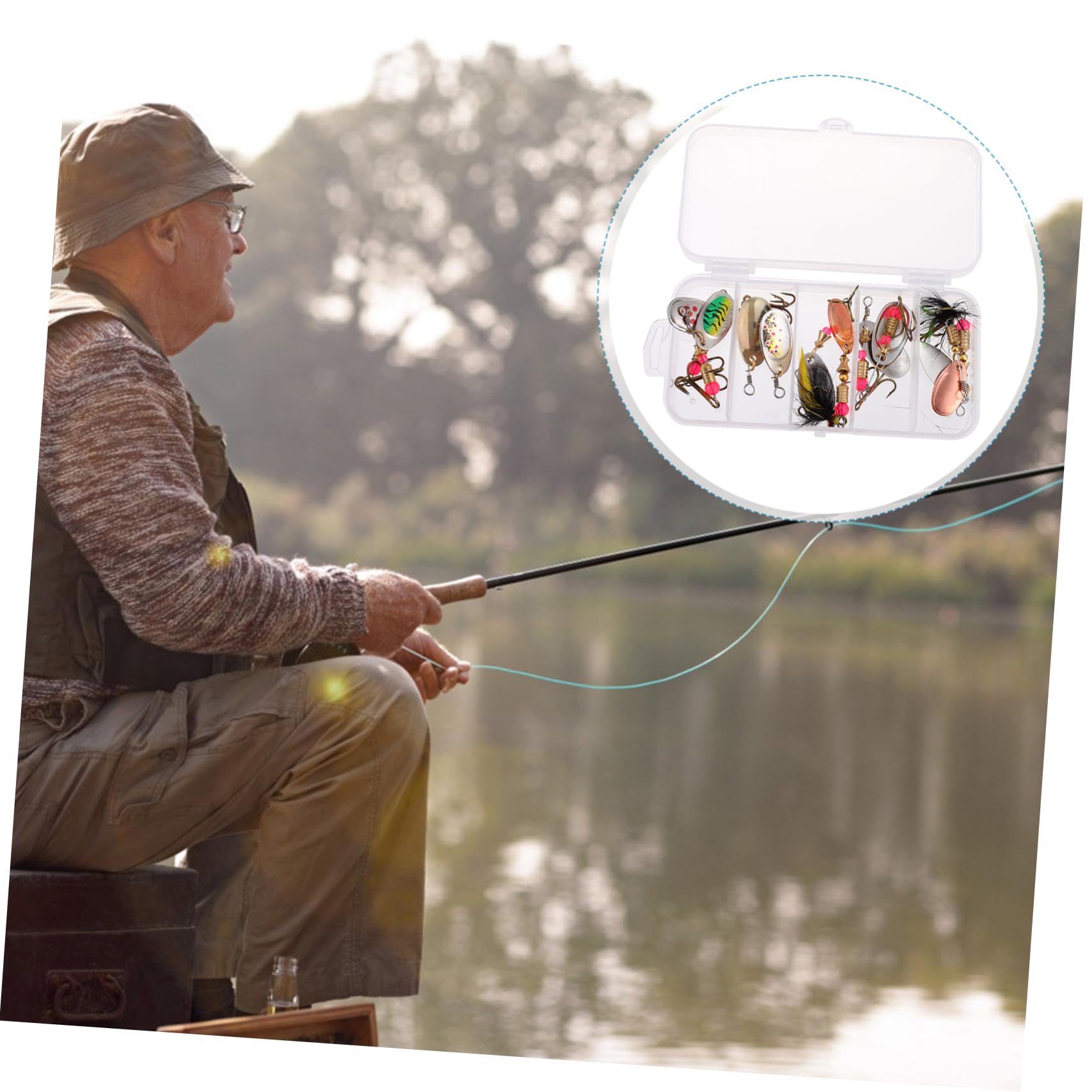 Toddmomy 30piezas Cucharillas De Metal para Pesca De Señuelos Brillantes Caja De Almacenamiento Cebos para Trucha y Lucioperca Accesorios De Pesca Duraderos y Ligeros