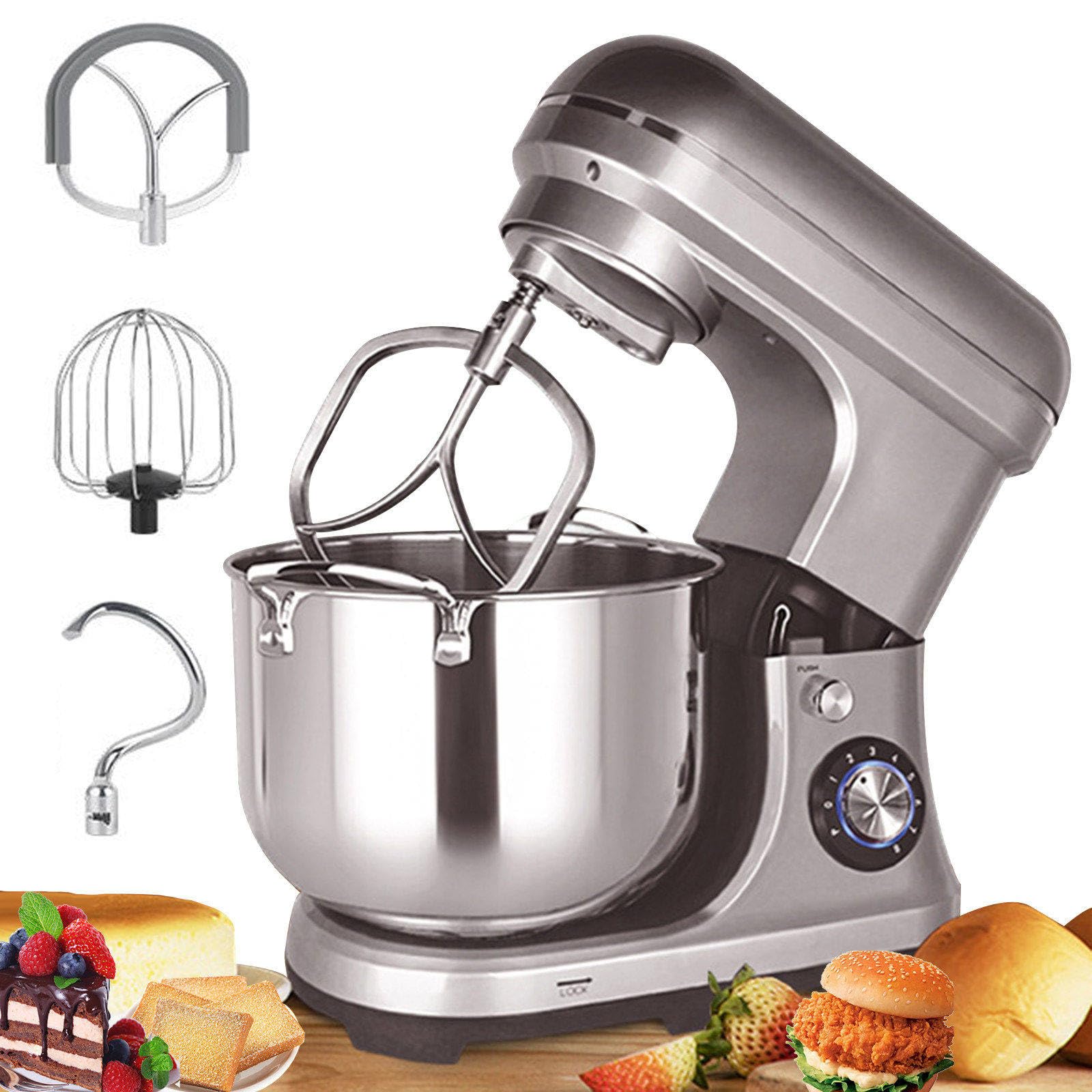Impastatrice Planetaria per Pasticceria, con Gancio Impastatore/Frusta per Uova, Grande capacità 10 L, Selettore Rotativo a 8 velocità + velocità P, Potenza 2000 W, Bianca