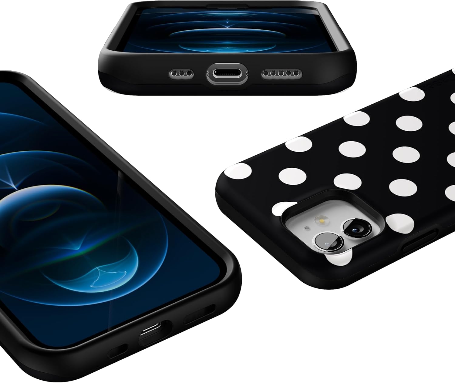 Casely iPhone 12/12 Pro Case | Polka Dots | High Contrast Design | Bold Protective Design | MagSafe Compatible Design