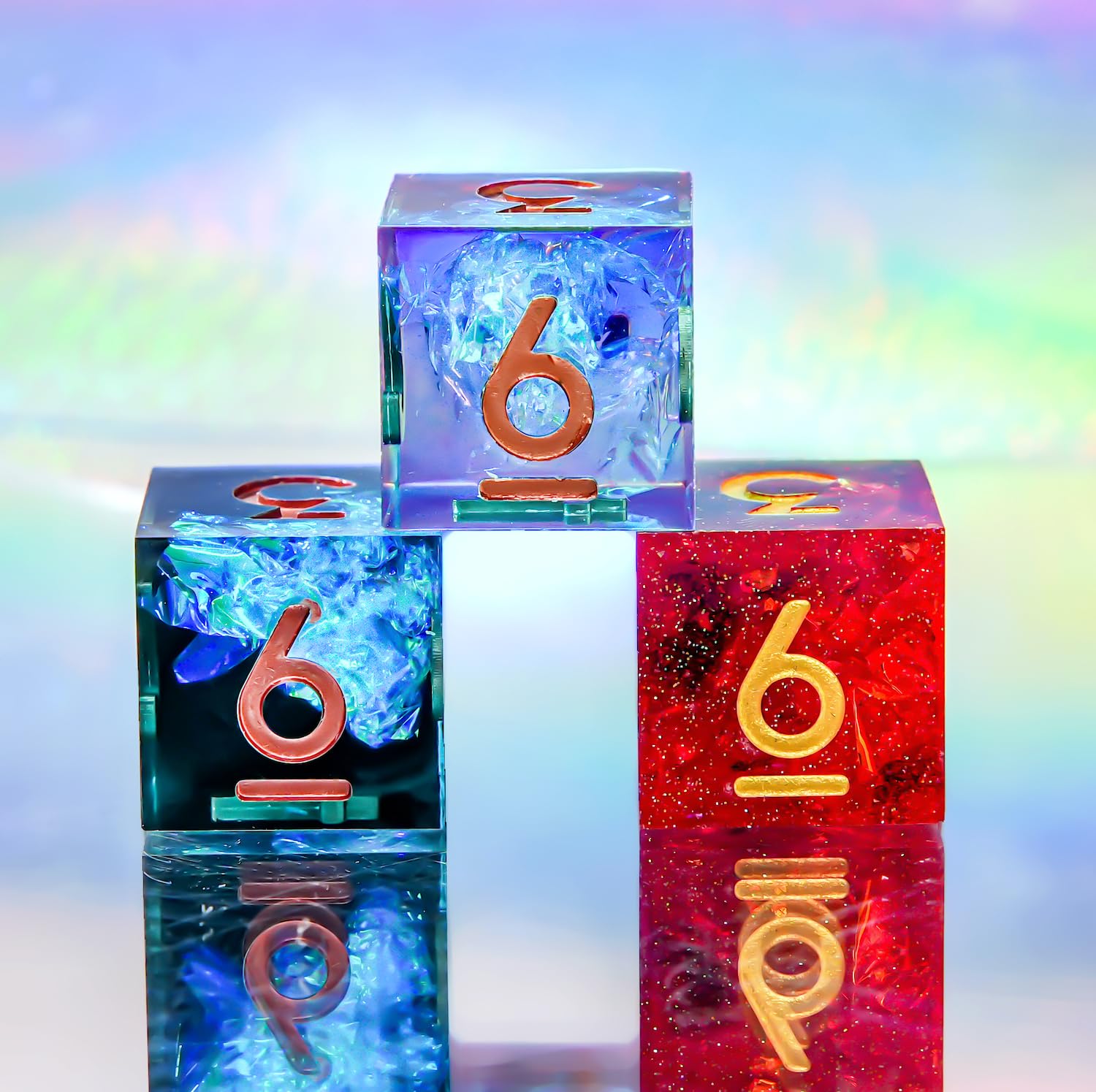 D6 DND-Würfel mit scharfer Kante aus Harz, zufällige Farbe und Stil, 6-seitige Würfel, 16 mm, handgefertigt, polyedrisch, für DND-Rollenspiele (zufälliges Set)