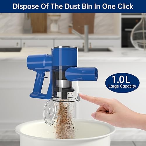 Miniatura 8 de Huije - Aspiradora inalámbrica de 380 W y 28 Kpa para el hogar, aspiradora recargable 6 en 1 con pantalla LED, 45 minutos máximo, aspiradora ligera